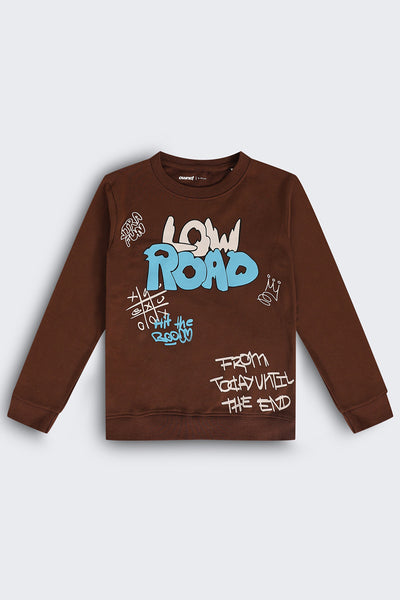 Tweens Boys Brown Graphic Regular Fit Sweatshirt