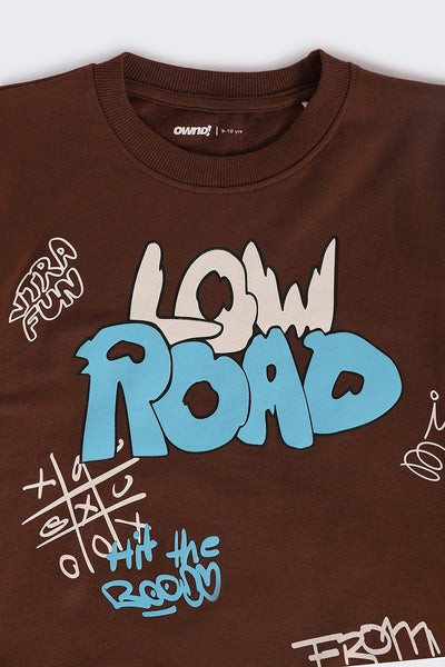 Tweens Boys Brown Graphic Regular Fit Sweatshirt