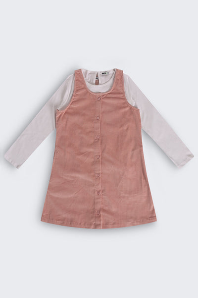 Tweens Girls Pink Wear Regular Fit Dungaree With T-Shirt
