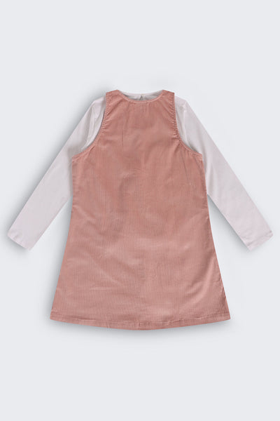 Tweens Girls Pink Wear Regular Fit Dungaree With T-Shirt