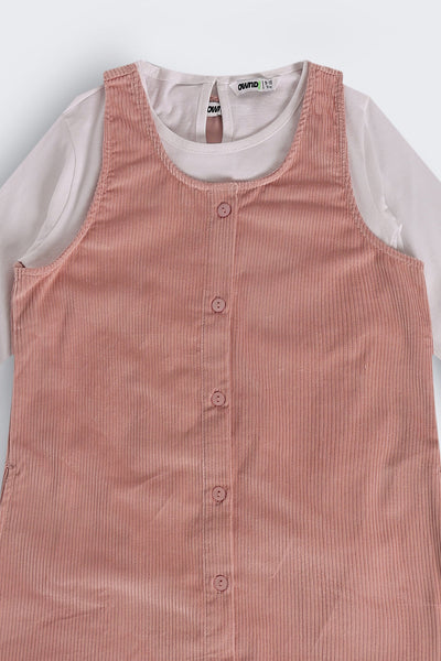Tweens Girls Pink Wear Regular Fit Dungaree With T-Shirt