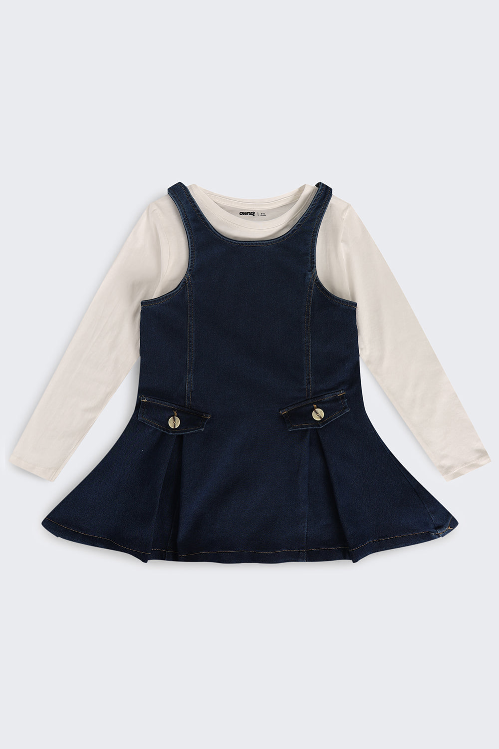 Tweens Girls Navy Wear Regular Fit Dungaree With T-Shirt