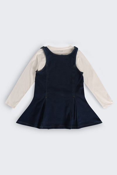 Tweens Girls Navy Wear Regular Fit Dungaree With T-Shirt