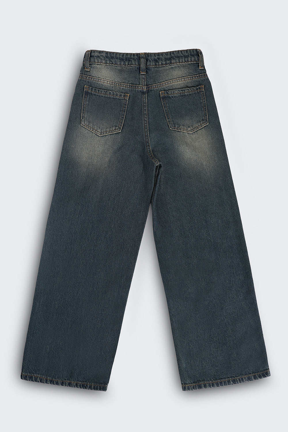Tweens Girls Blue Boxy Fit Jeans With 5 Pocket