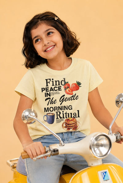 Tweens Girls Yellow Graphic Regular Fit T-Shirt