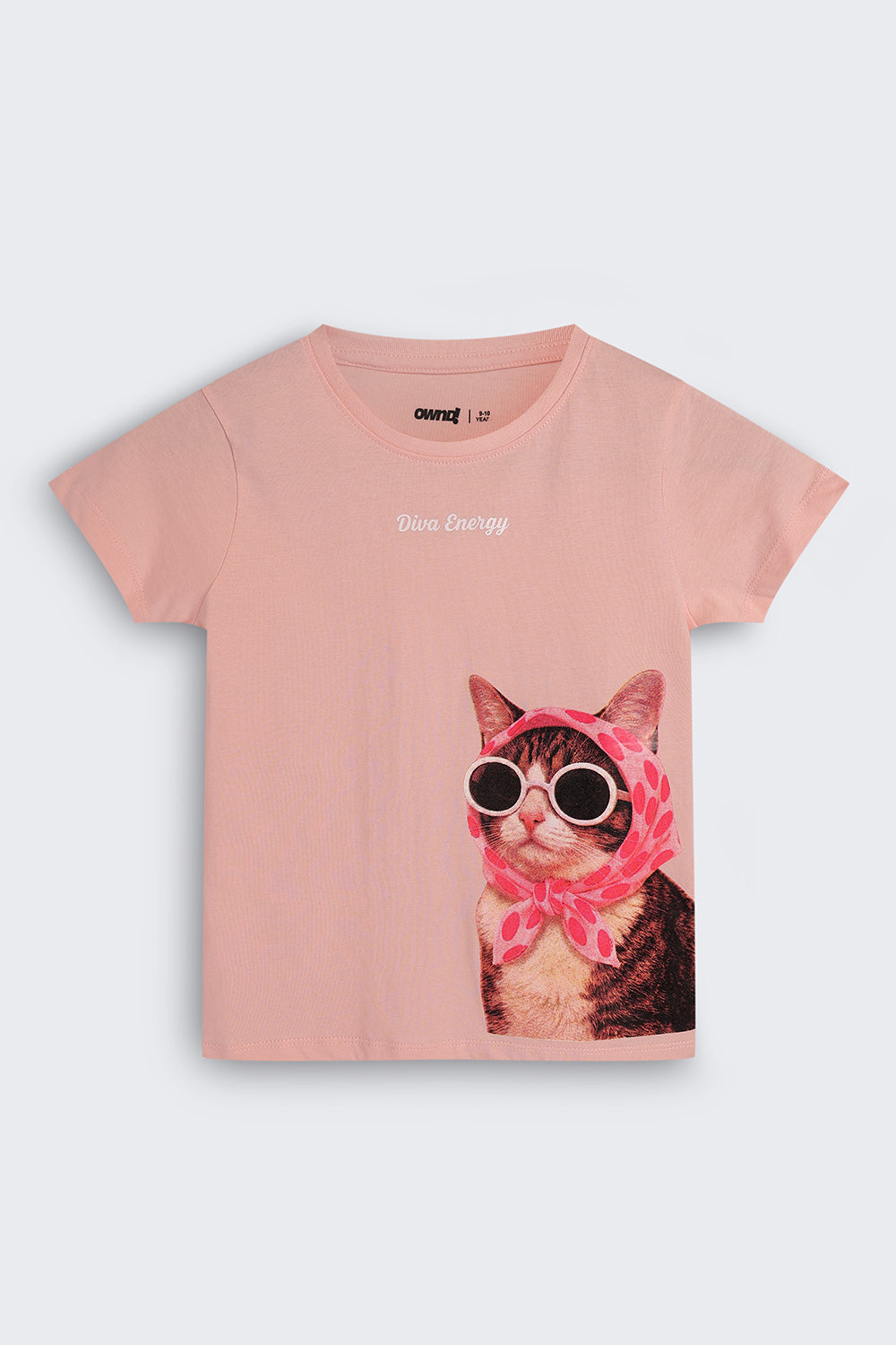 Tweens Girls Peach Graphic Regular Fit T-Shirt