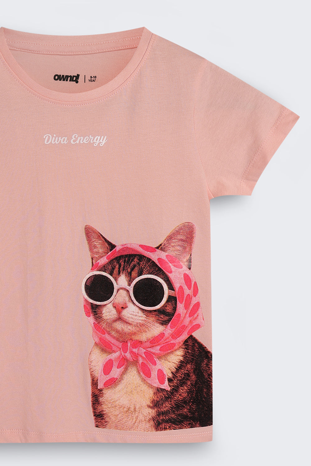Tweens Girls Peach Graphic Regular Fit T-Shirt