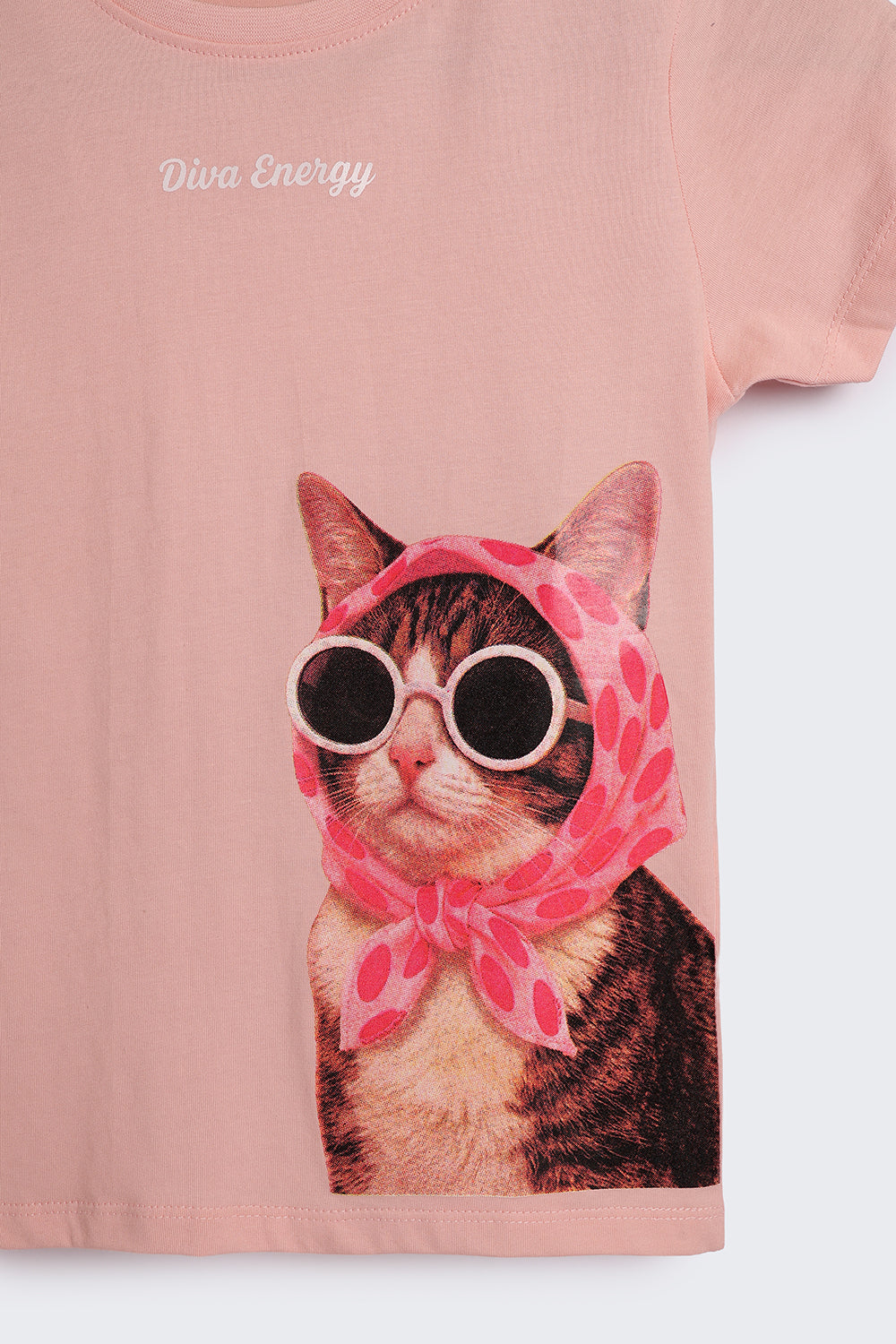Tweens Girls Peach Graphic Regular Fit T-Shirt