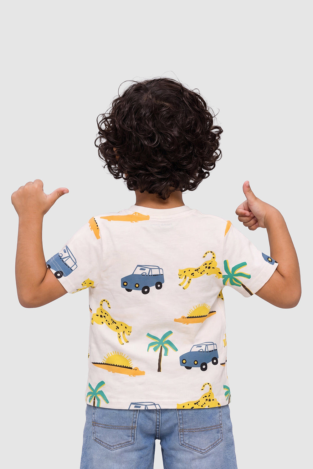 Off White Cotton Regular Fit T-Shirt For Boys