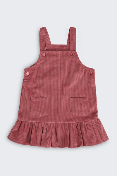 Pink Textured Regular Fit Dungaree and T-Shirt For Infant Girls