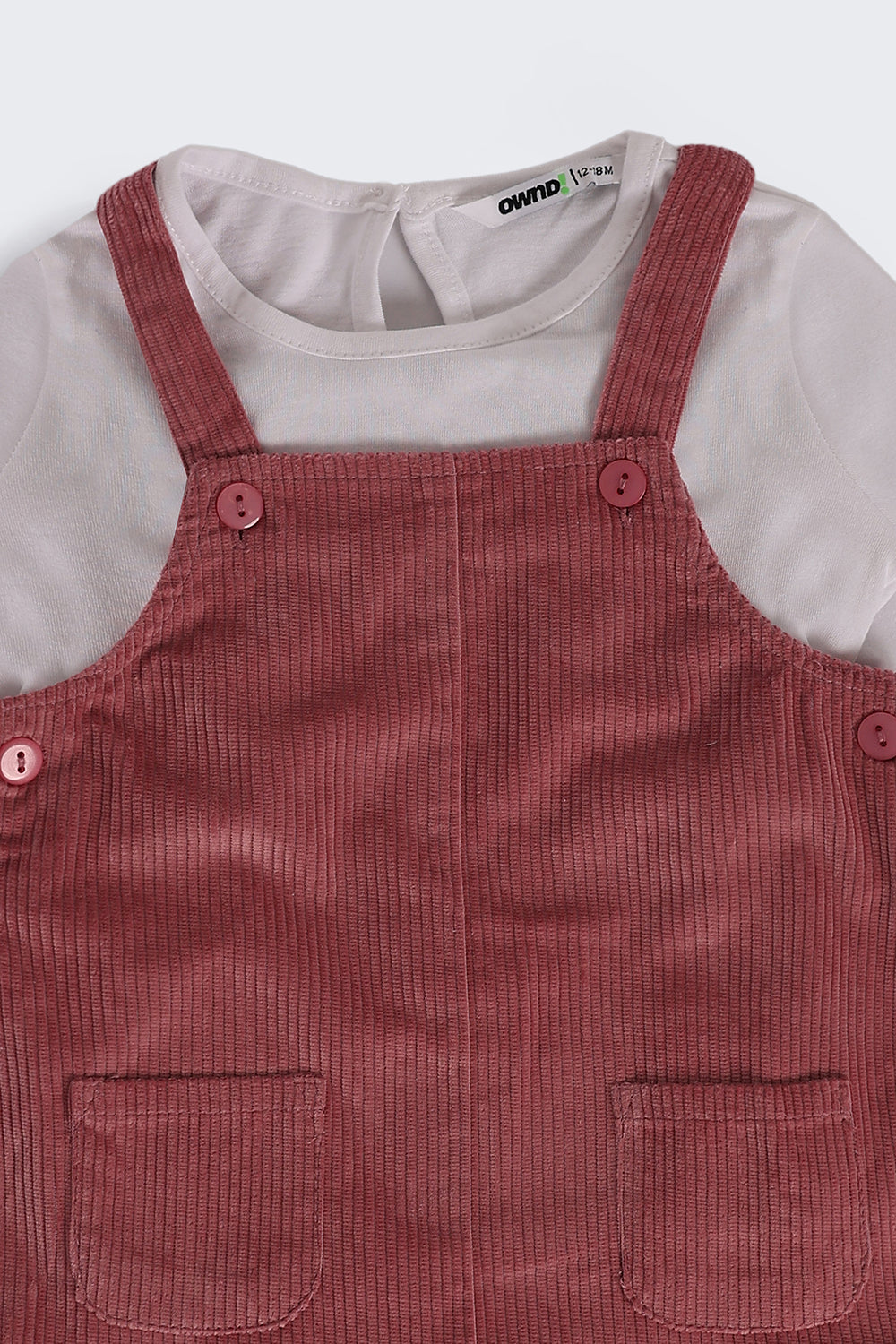 Pink Textured Regular Fit Dungaree and T-Shirt For Infant Girls