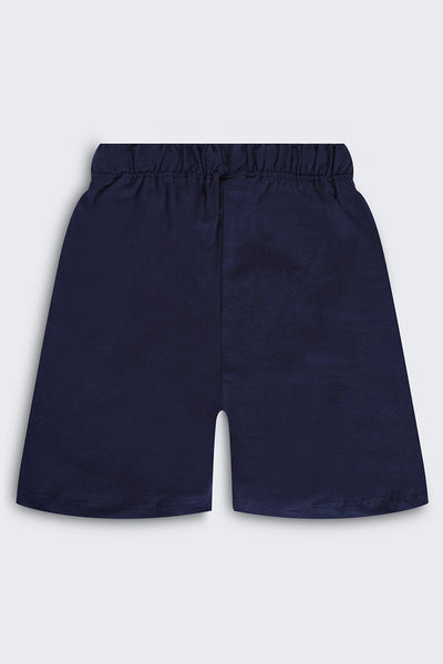 Navy Dinosaur Print Regular Fit Shorts With 2 Pocket For Boys
