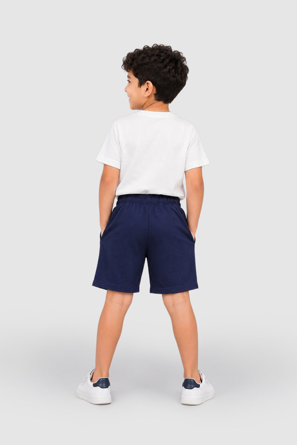 Navy Dinosaur Print Regular Fit Shorts With 2 Pocket For Boys