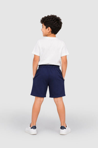 Navy Dinosaur Print Regular Fit Shorts With 2 Pocket For Boys