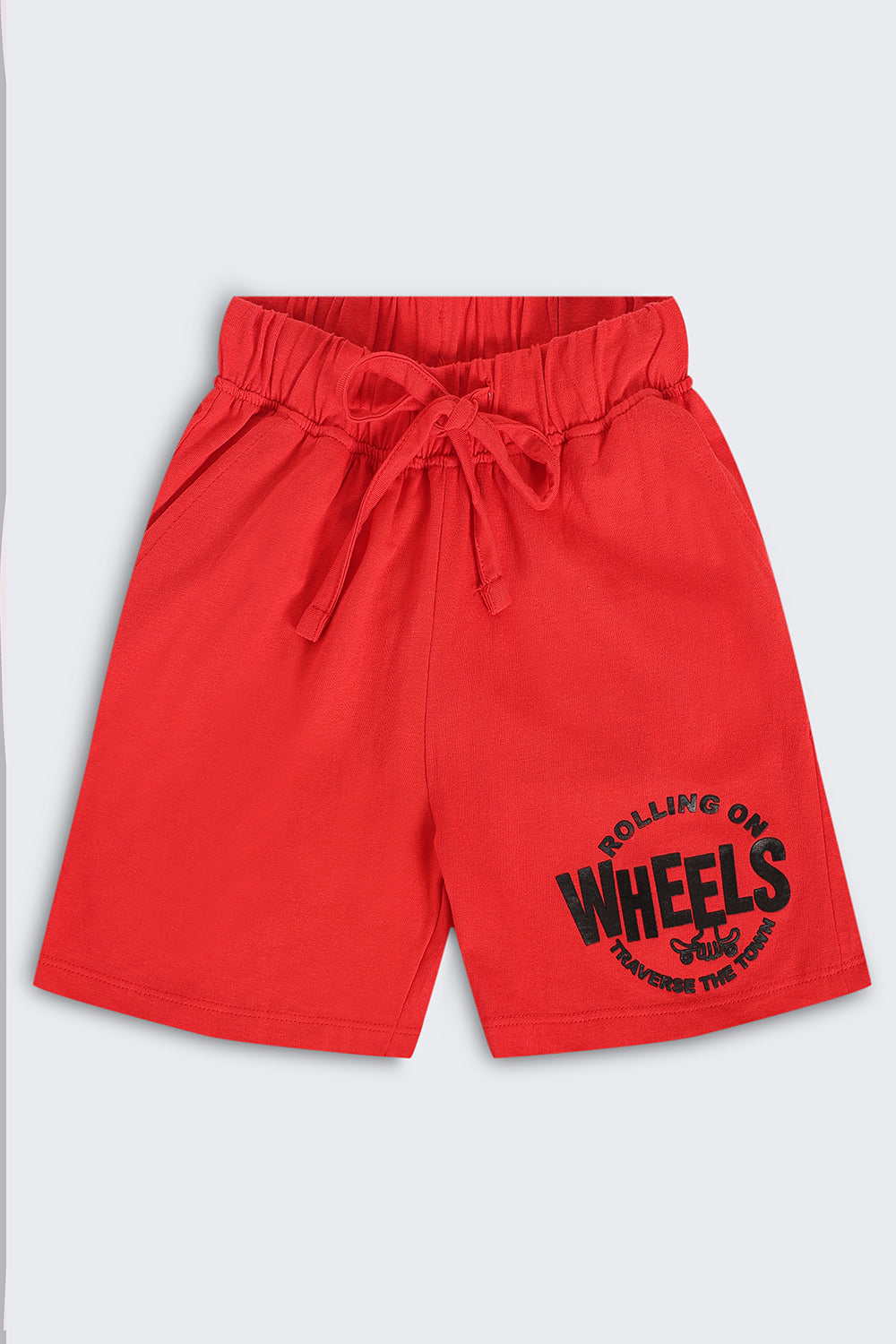 Red Regular Fit Shorts With 2 Pocket For Boys