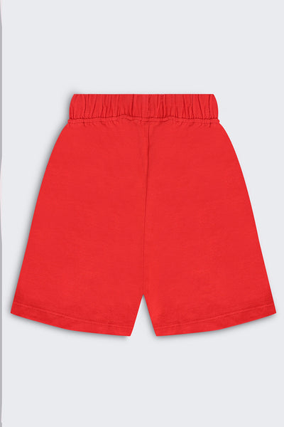 Red Regular Fit Shorts With 2 Pocket For Boys