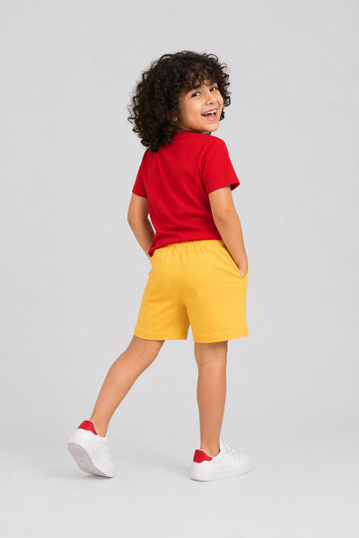 Yellow Regular Fit Shorts With 2 Pocket For Boys