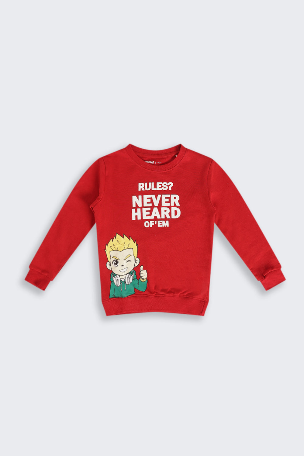 Red Graphic Regular Fit Sweatshirt For Boys