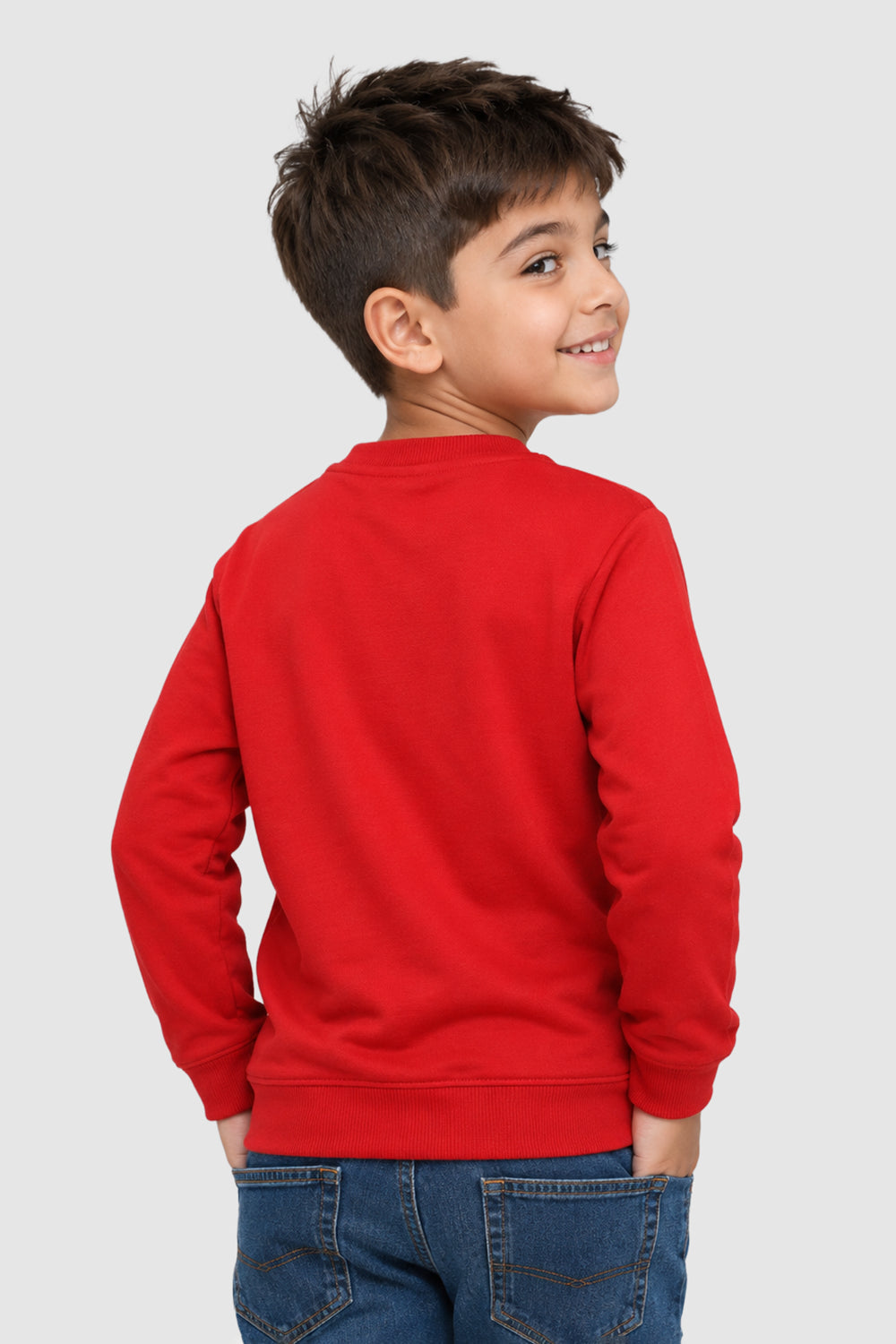 Red Graphic Regular Fit Sweatshirt For Boys