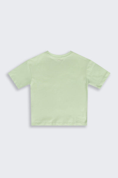 Light Green Graphic Regular Fit T-Shirt For Boys