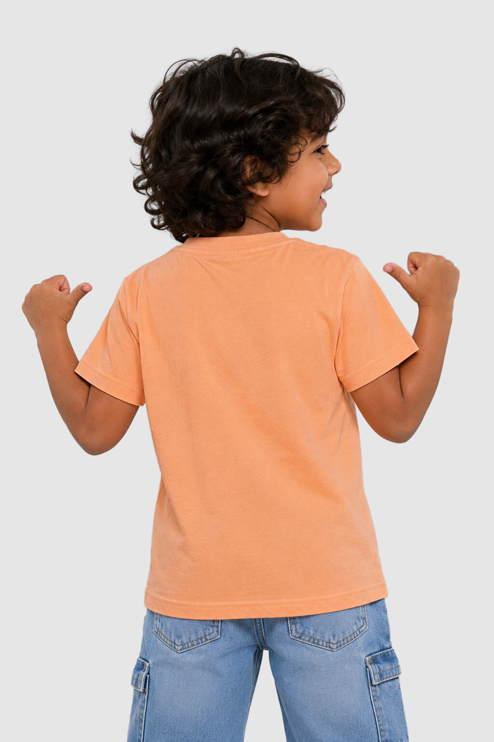 Orange Typographic Cotton Regular Fit T-Shirt For Boys
