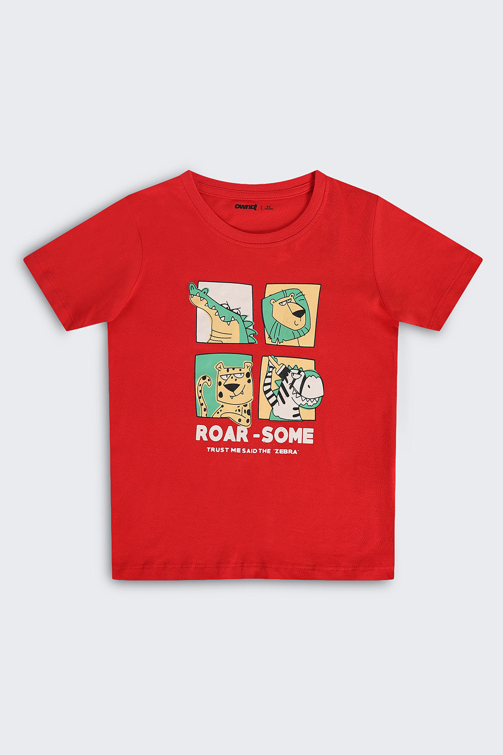 Red Cartoon Regular Fit T-Shirt For Boys