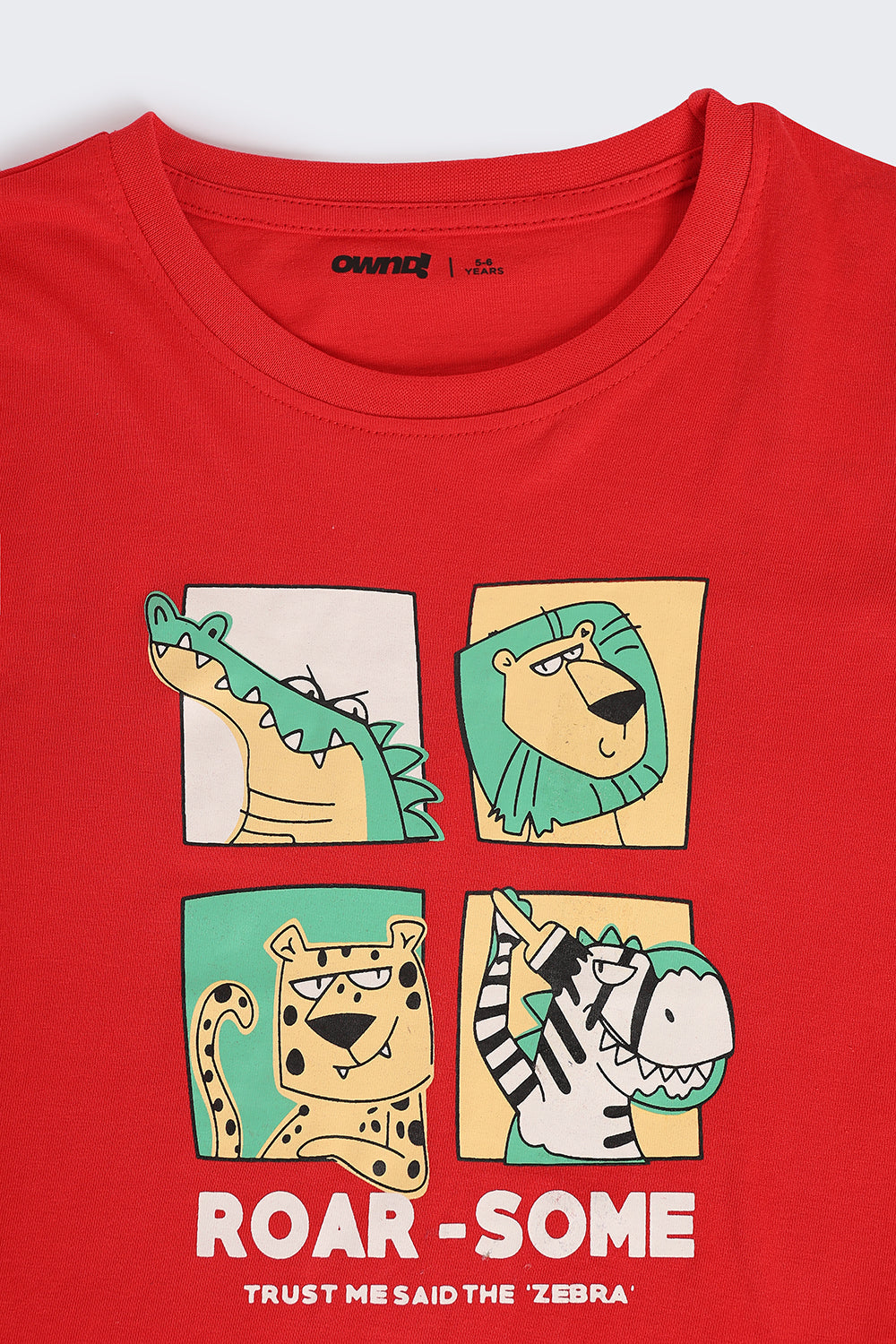 Red Cartoon Regular Fit T-Shirt For Boys