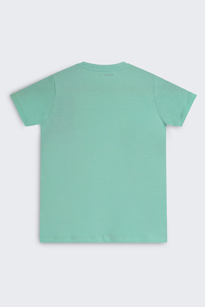 Green Cotton Regular Fit T-Shirt For Boys