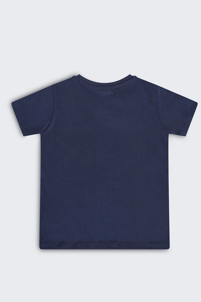 Navy Cars Regular Fit T-Shirt For Boys