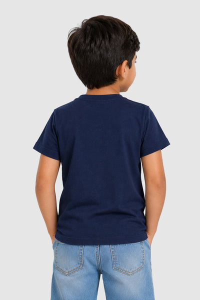 Navy Cars Regular Fit T-Shirt For Boys