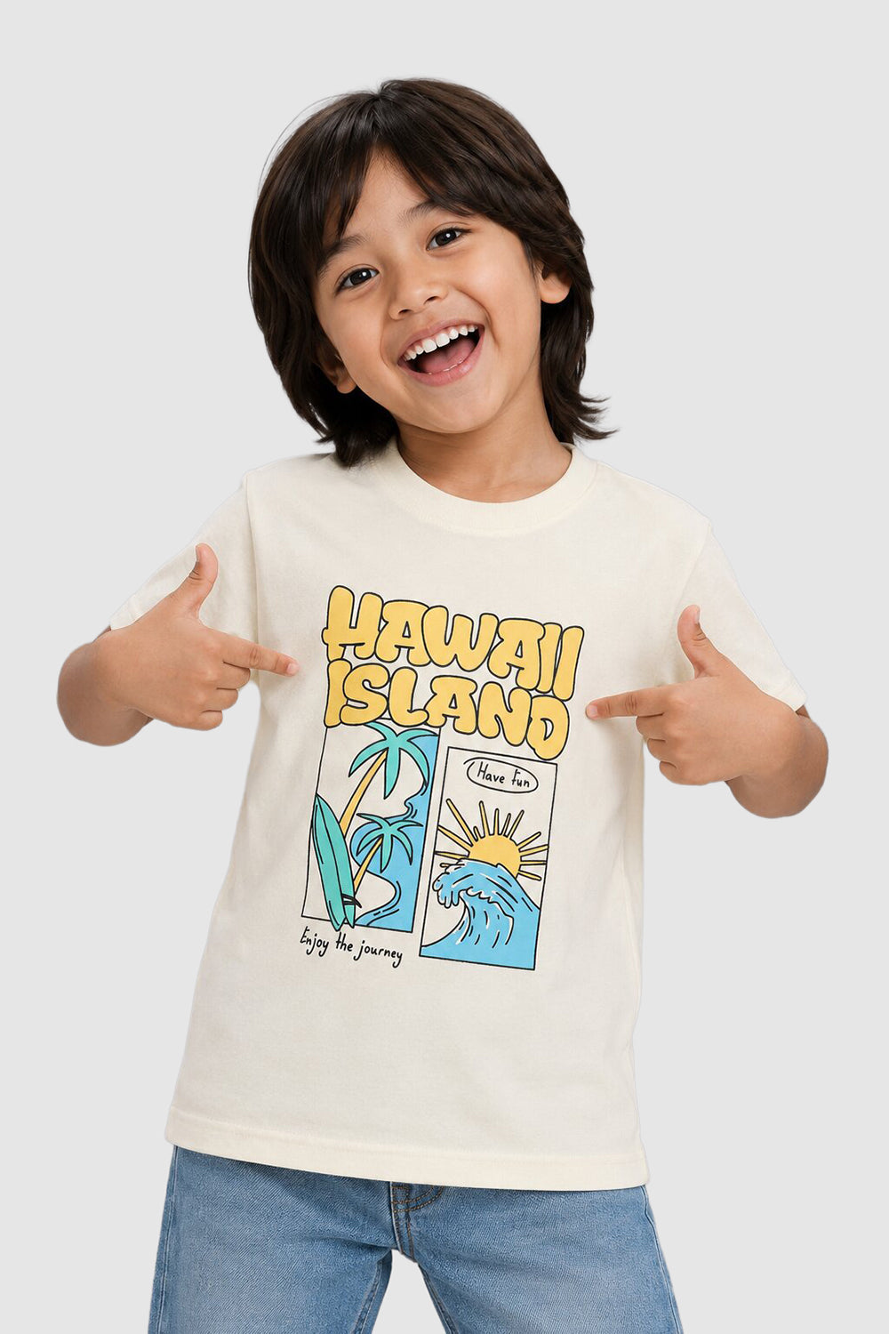Beige Cotton Regular Fit T-Shirt For Boys