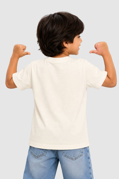 Beige Cotton Regular Fit T-Shirt For Boys