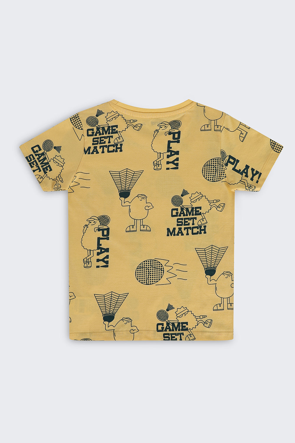 Yellow Cartoon Regular Fit T-Shirt For Boys