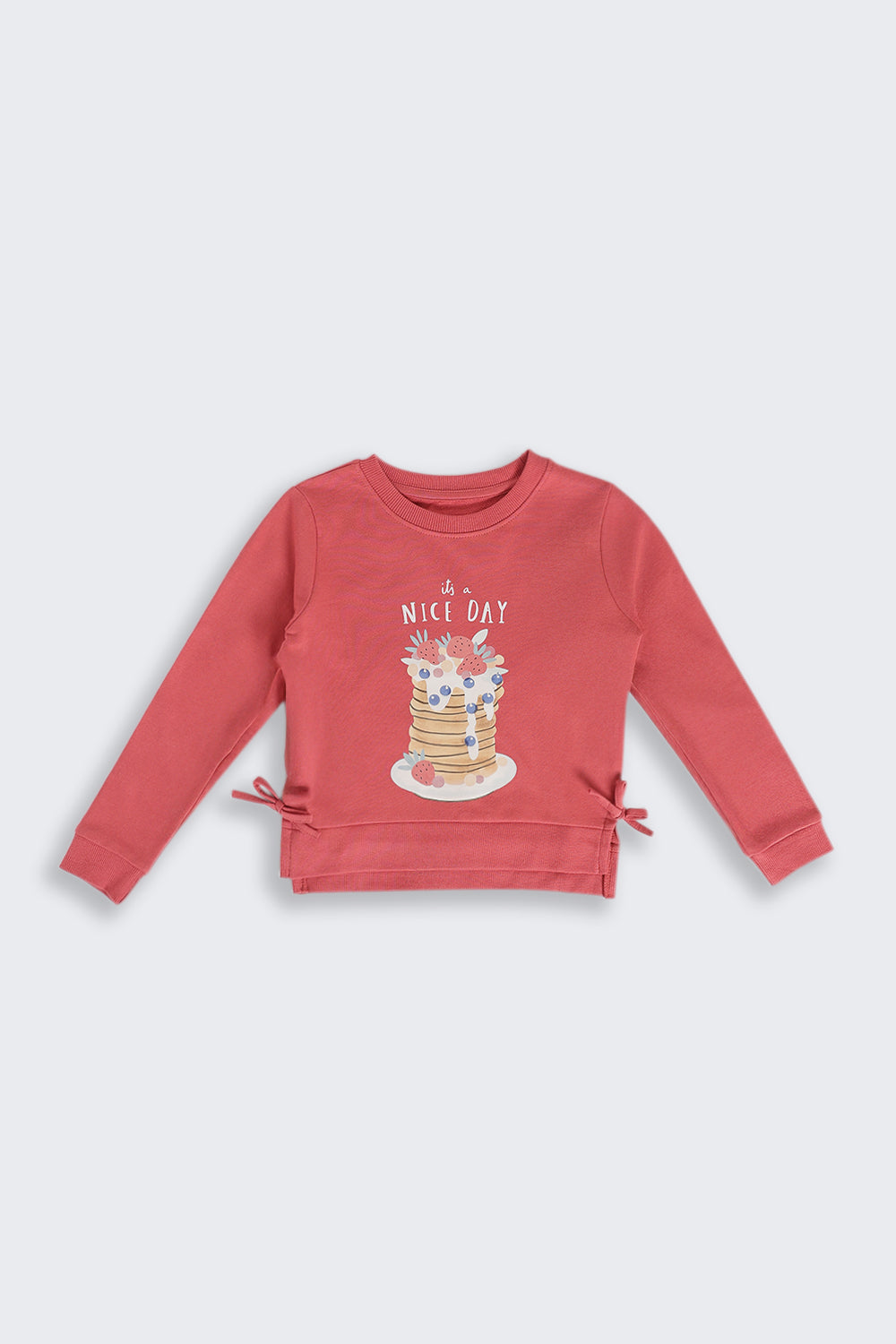 Pink Conversational Regular Fit Sweatshirt For Girls
