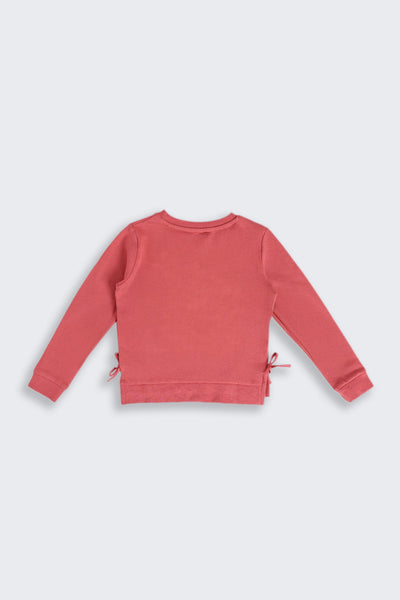 Pink Conversational Regular Fit Sweatshirt For Girls