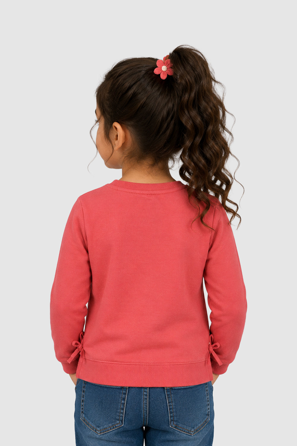 Pink Conversational Regular Fit Sweatshirt For Girls