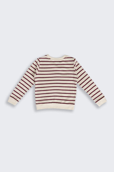 Cream Floral Cotton Regular Fit Sweatshirt For Girls