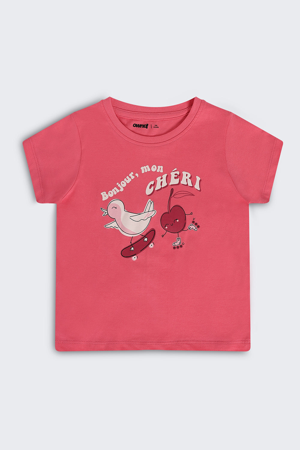 Pink Graphic Regular Fit T-Shirt For Girls