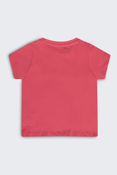 Pink Graphic Regular Fit T-Shirt For Girls