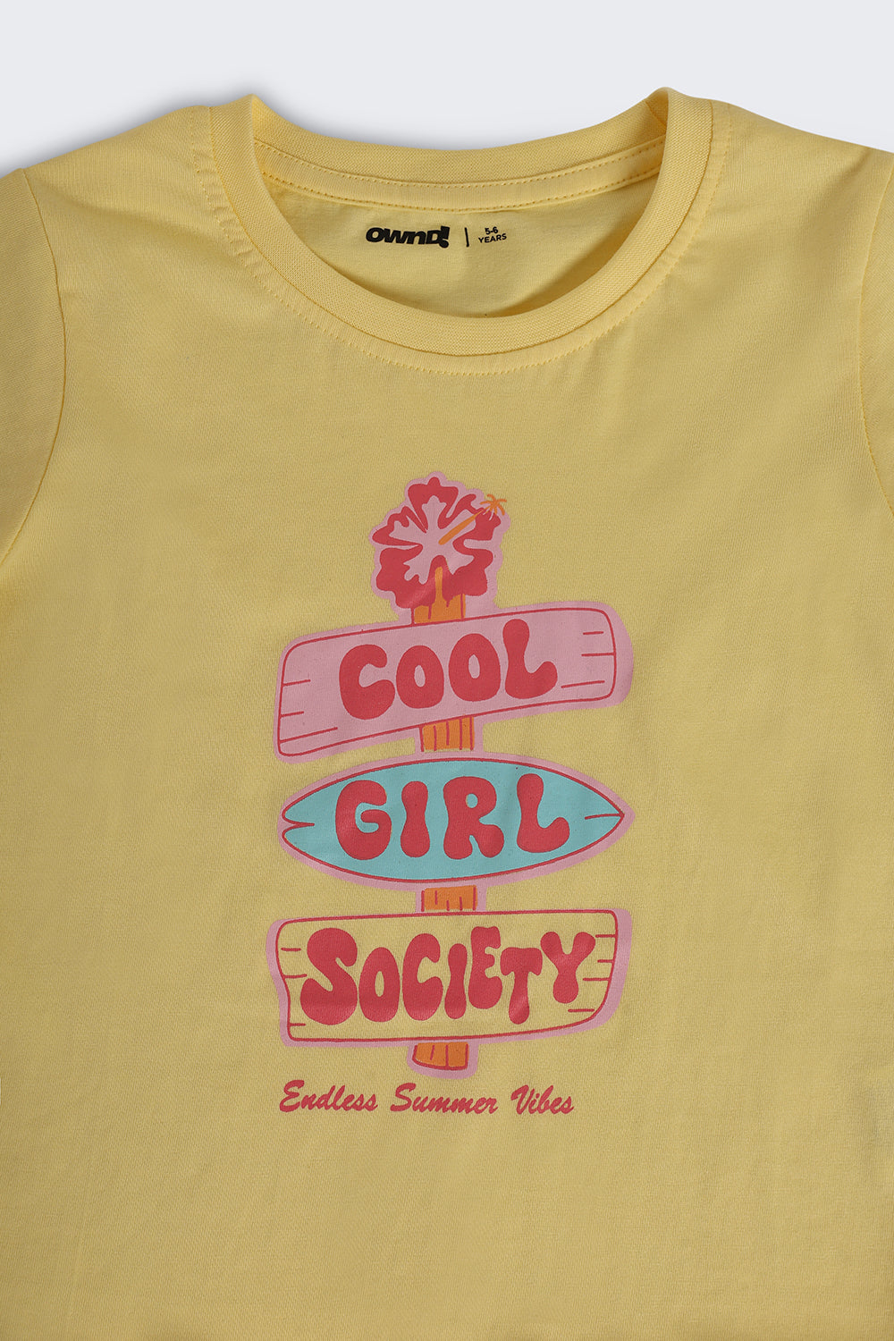 Yellow Graphic Regular Fit T-Shirt For Girls