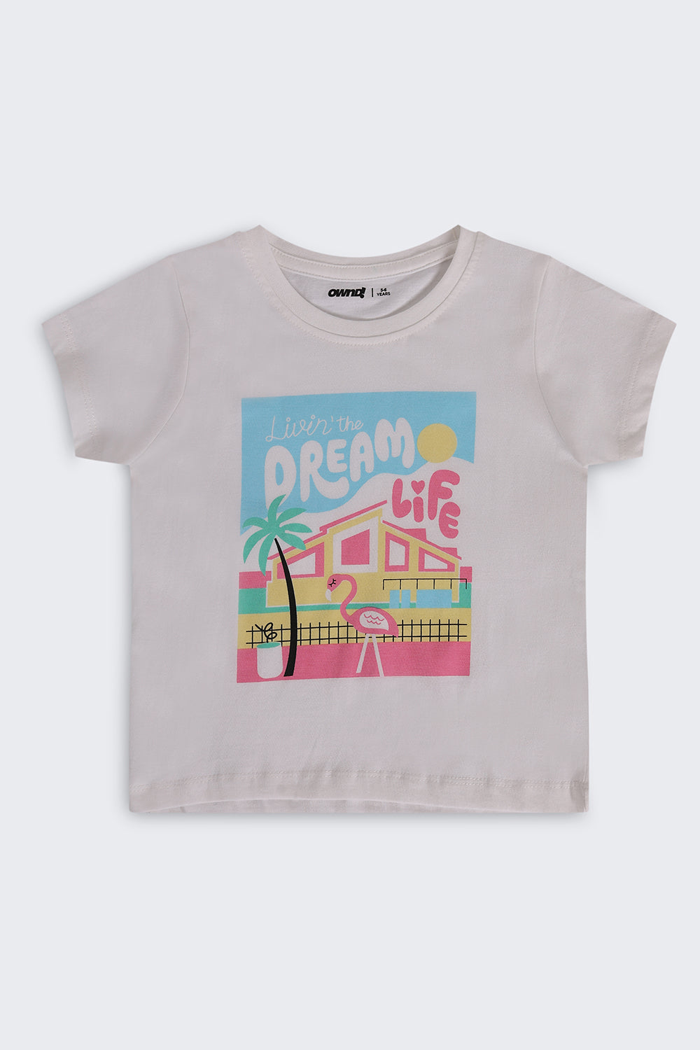 White Graphic Regular Fit T-Shirt For Girls
