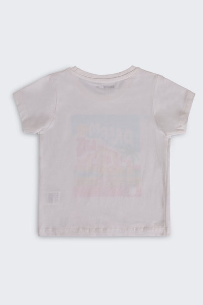 White Graphic Regular Fit T-Shirt For Girls