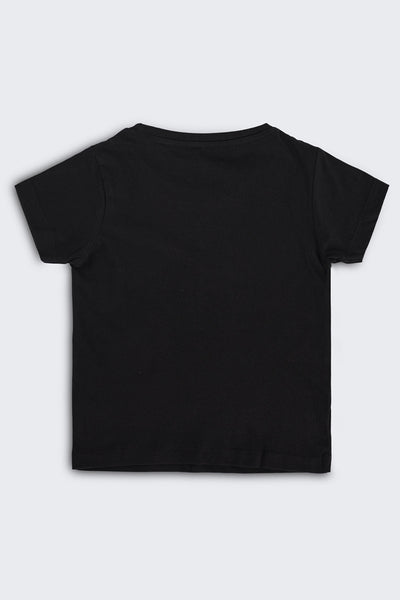 Black Graphic Regular Fit T-Shirt For Girls