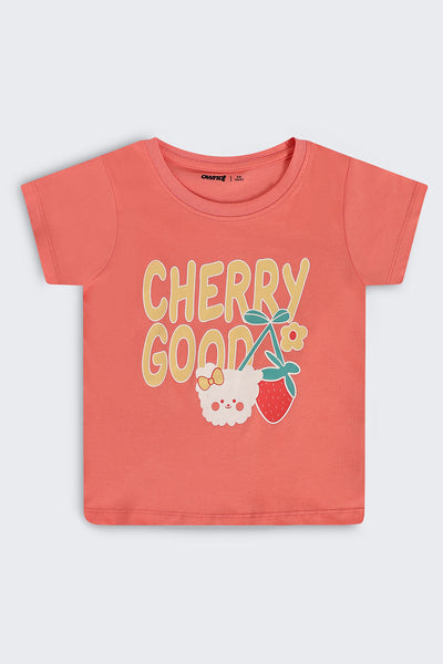 Orange Graphic Regular Fit T-Shirt For Girls