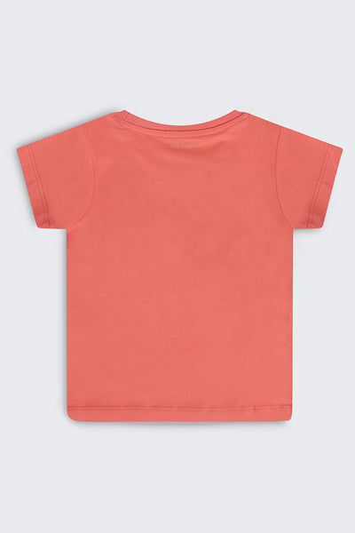 Orange Graphic Regular Fit T-Shirt For Girls
