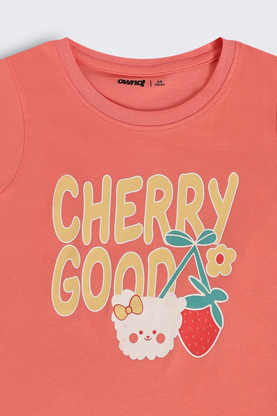 Orange Graphic Regular Fit T-Shirt For Girls