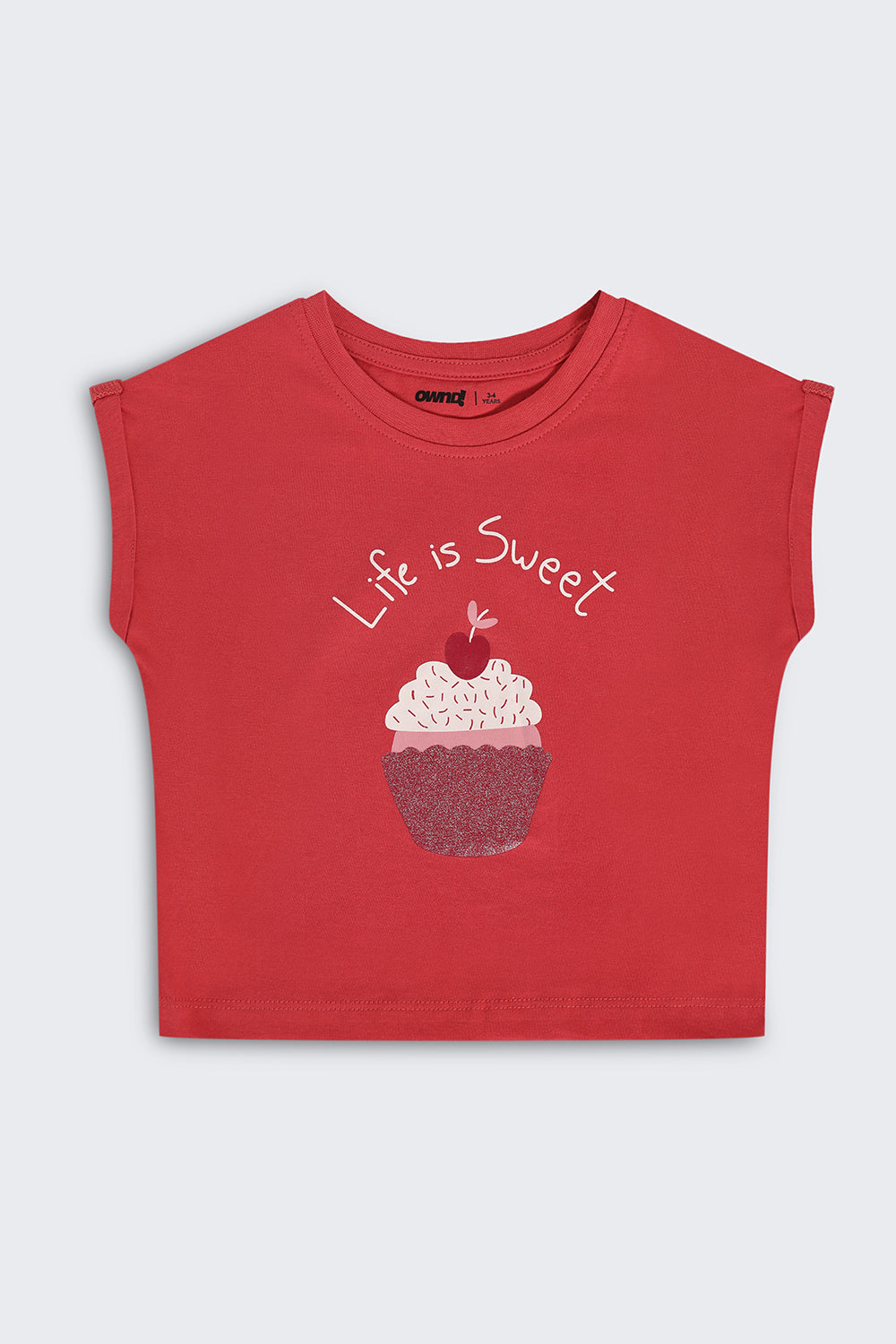 Red Graphic Boxy Fit T-Shirt For Girls
