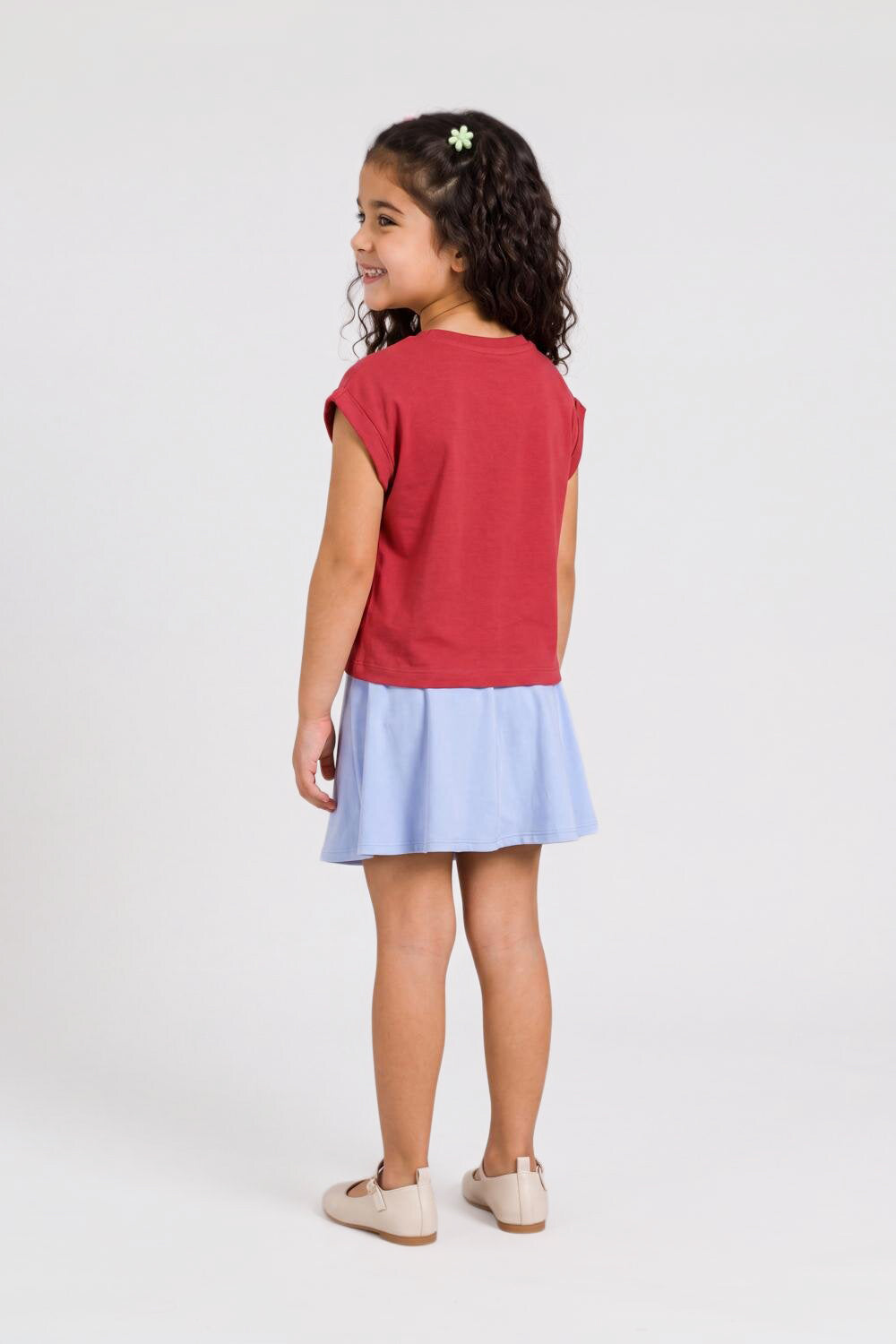 Red Graphic Boxy Fit T-Shirt For Girls