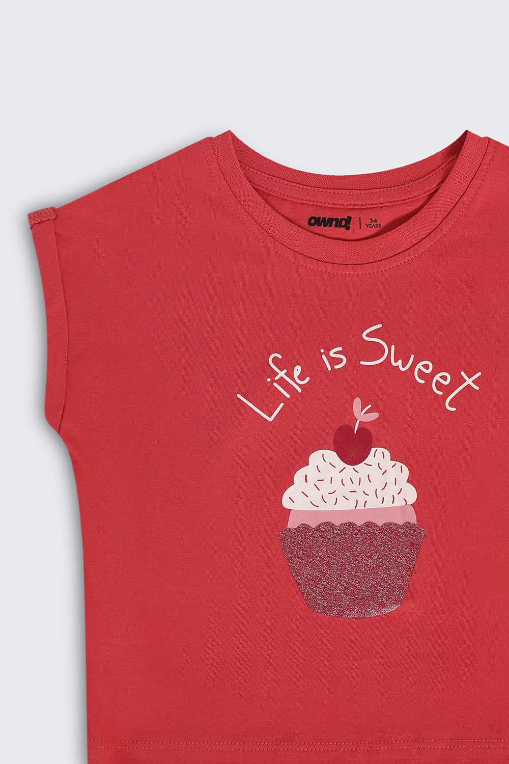 Red Graphic Boxy Fit T-Shirt For Girls