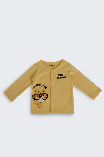 Yellow Cotton Regular Fit Co Ord Set For Infant Boys
